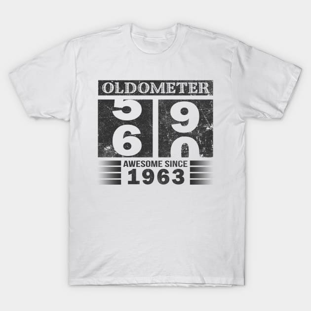 Oldometer 59-60 Awesome Since 1963 Funny 60th Birthday Gift T-Shirt by Kens Shop